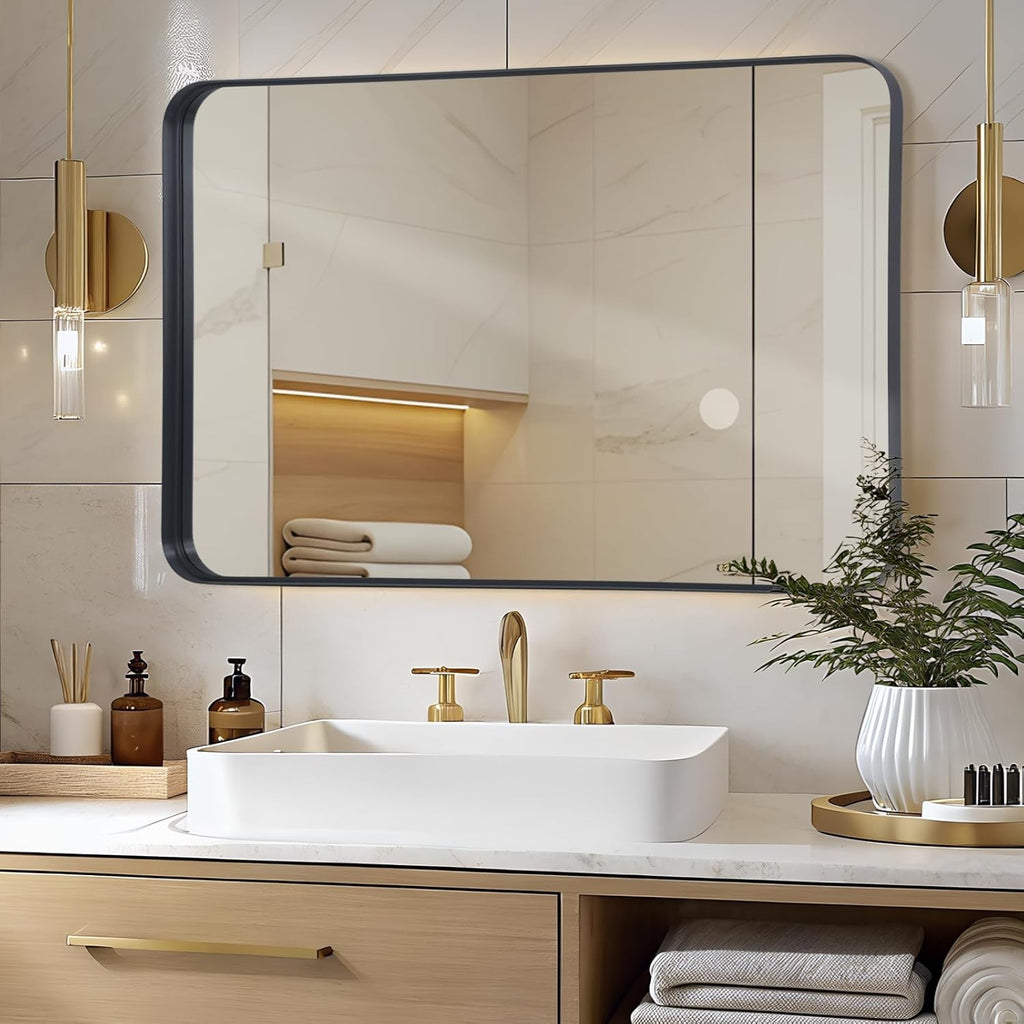 Wall Mirror Black Vanity Mirror 75x100 CM Wall-Mounted Mirror