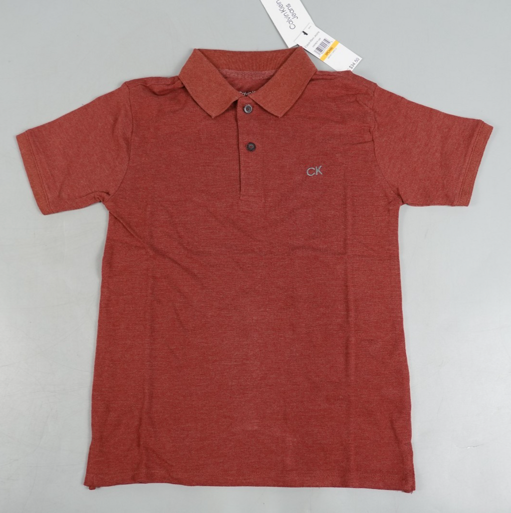Calvin Klein Kids Polo T-Shirt Burgundy Red Size S (7–8 Years) Short Sleeve