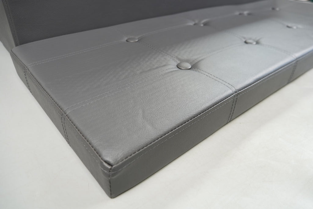 Storage Ottoman Bench 110cm Foot Rest Stool Storage Bench Leather Slate Grey