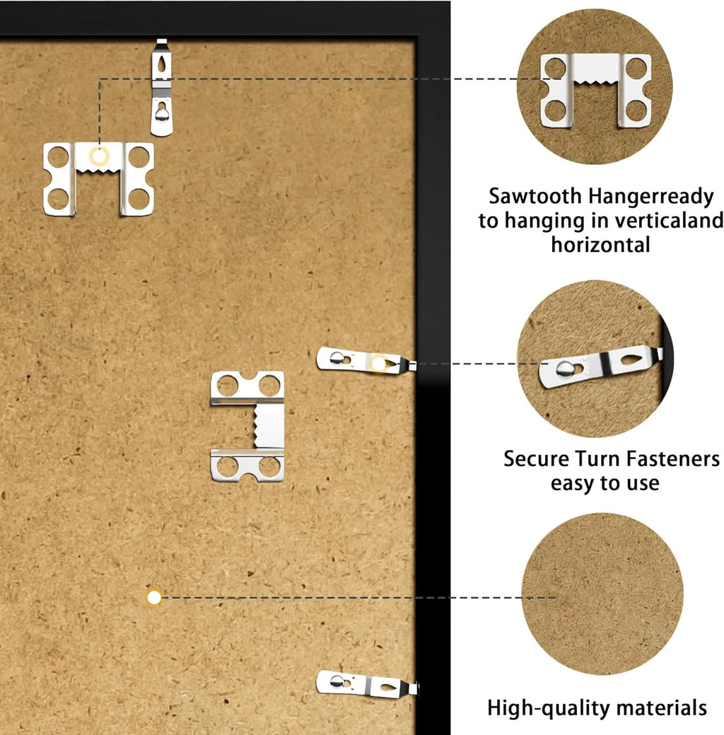 Black Photo Picture Frame 4pack 50x70cm for A2 Photos Posters Adverts Plexiglass
