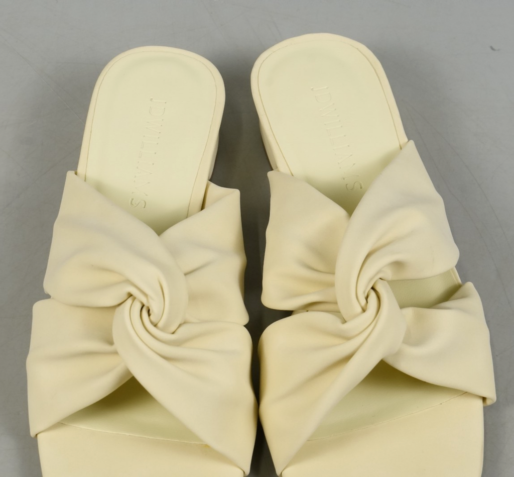 UK 4 Cream Wrap Over Mule Heels Wide Fit (E) JD Williams Slip-On Heels EU37