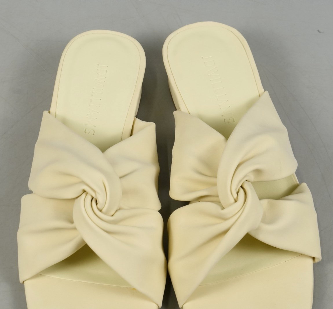 UK 4 Cream Wrap Over Mule Heels Wide Fit (E) JD Williams Slip-On Heels EU37