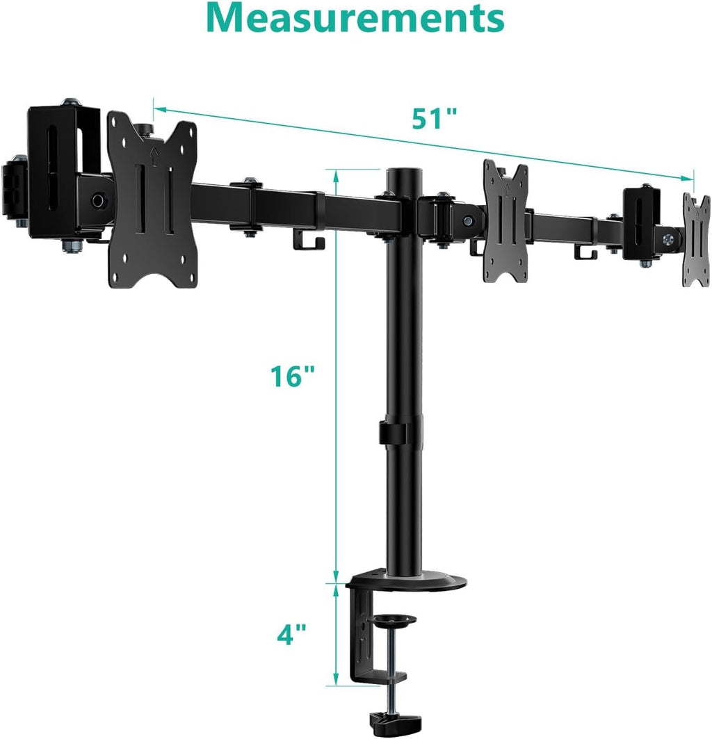 Triple Monitor Mount Heavy Duty Triple Monitors Stand for 13-27 inch Screens