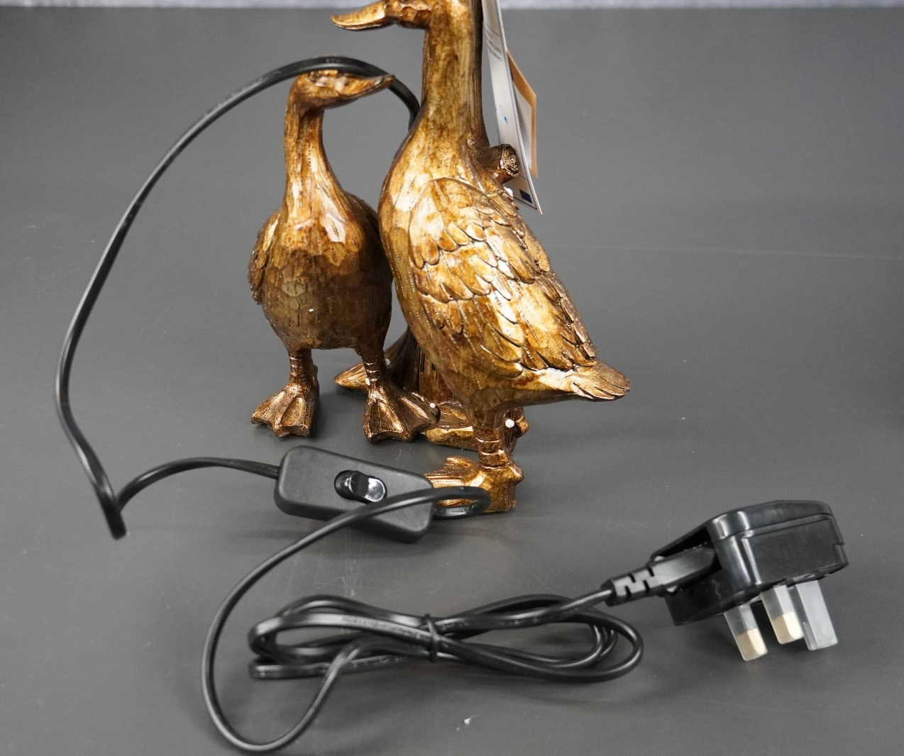 Gold Pair Of Ducks Table Lamps With Velvet Shade Hill Interiors