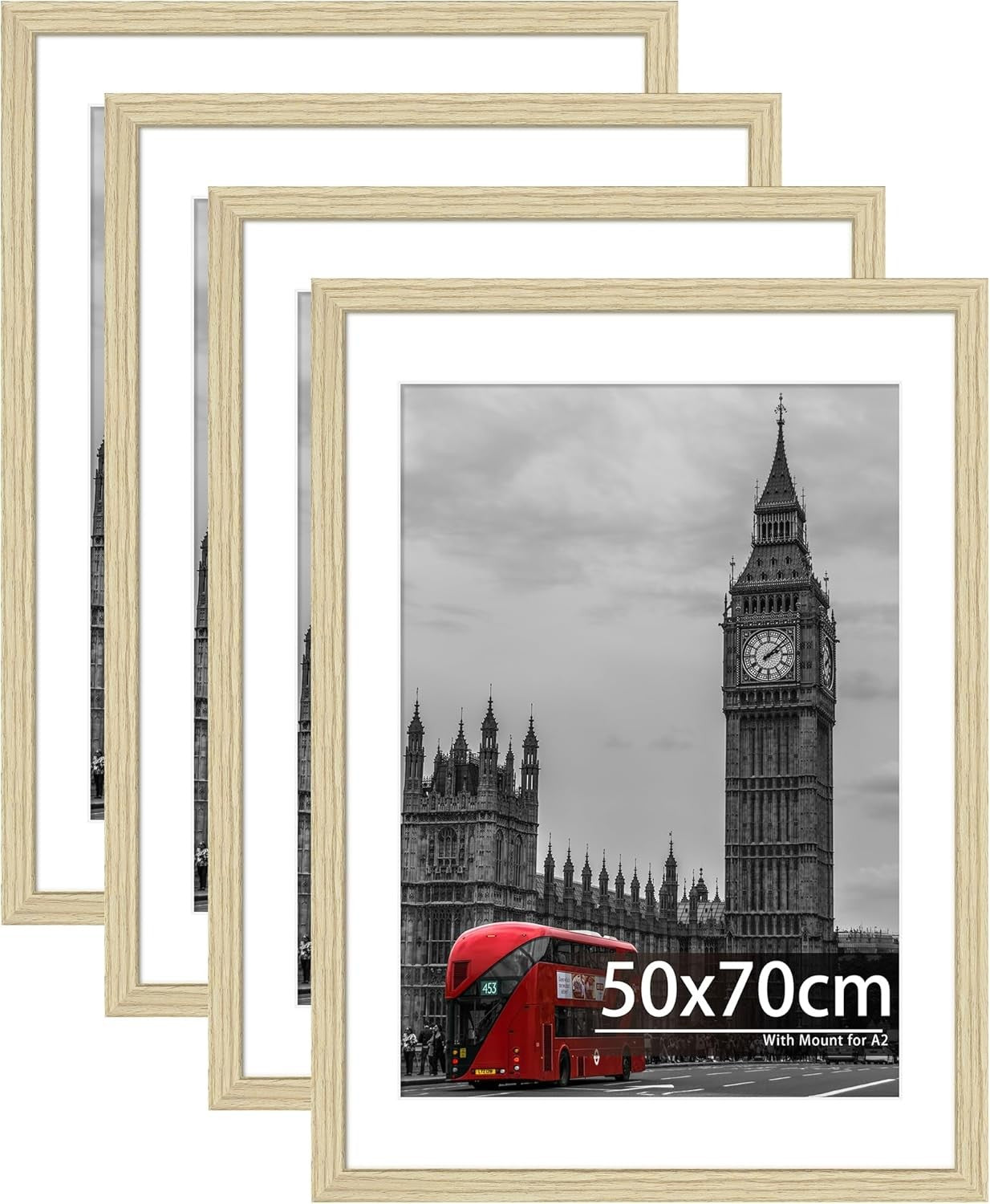 Photo Picture Frame A2 50x70cm 4pack Oak Photos Posters Adverts Plexiglass