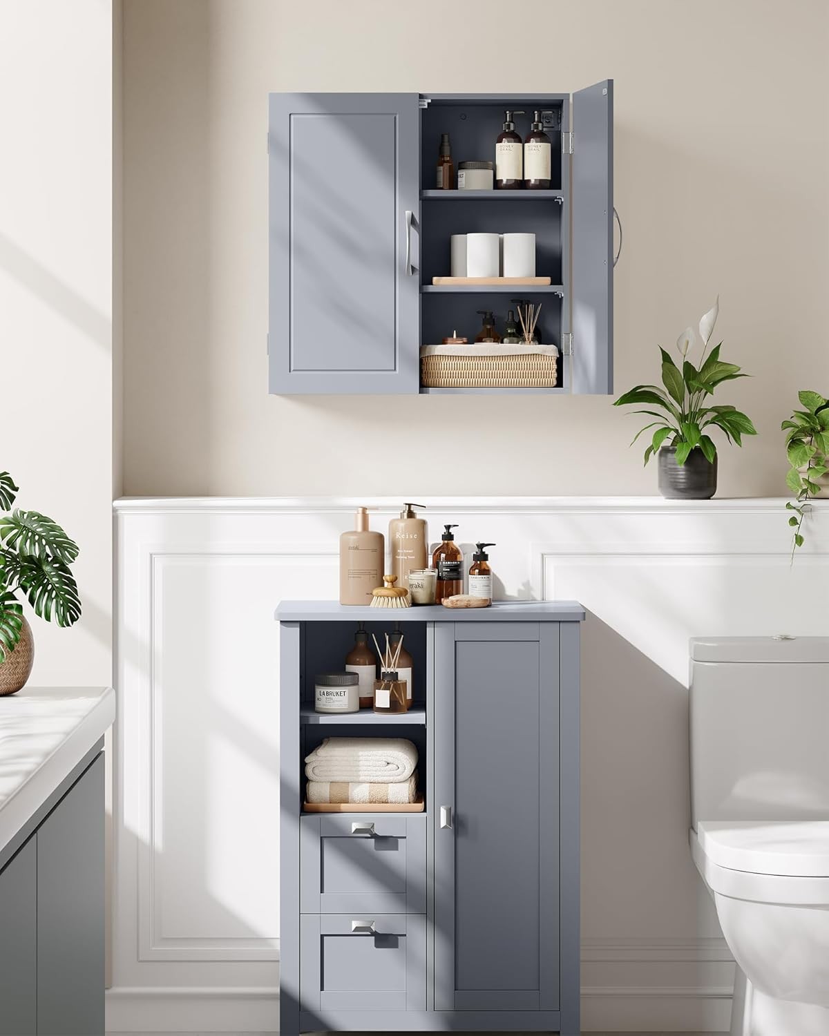 Bathroom Wall Cabinet with Adjustable Shelves 18x60x60cm Dove Grey
