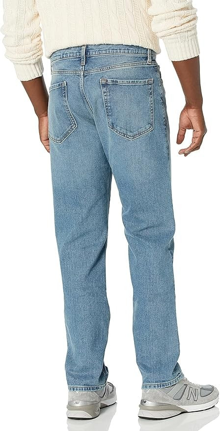 30W28L Men's Straight-Fit Stretch Jean - Light Wash Blue - Amazon Essentials