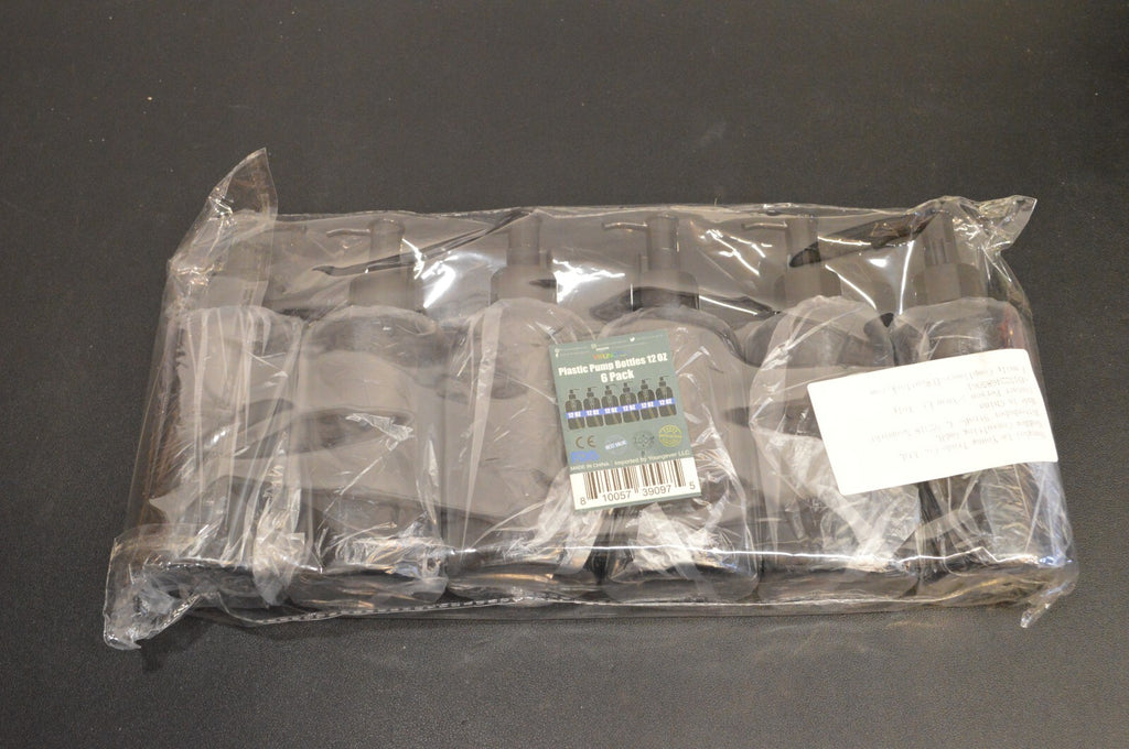 Refillable Travel Bottles 12oz with Pump & Travel Lock 6pcs 350ml Black