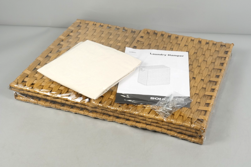 90L Rattan Laundry Hamper with Lid, 23.8 Gallon Synthetic Unit Foldable Removabl