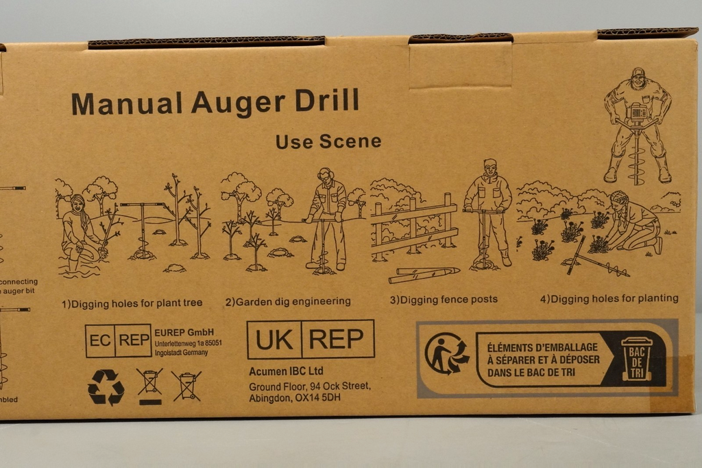 6" Manual Auger Drill Garden Planting Fence Post Earth 15cm Soil Digger Non-Slip