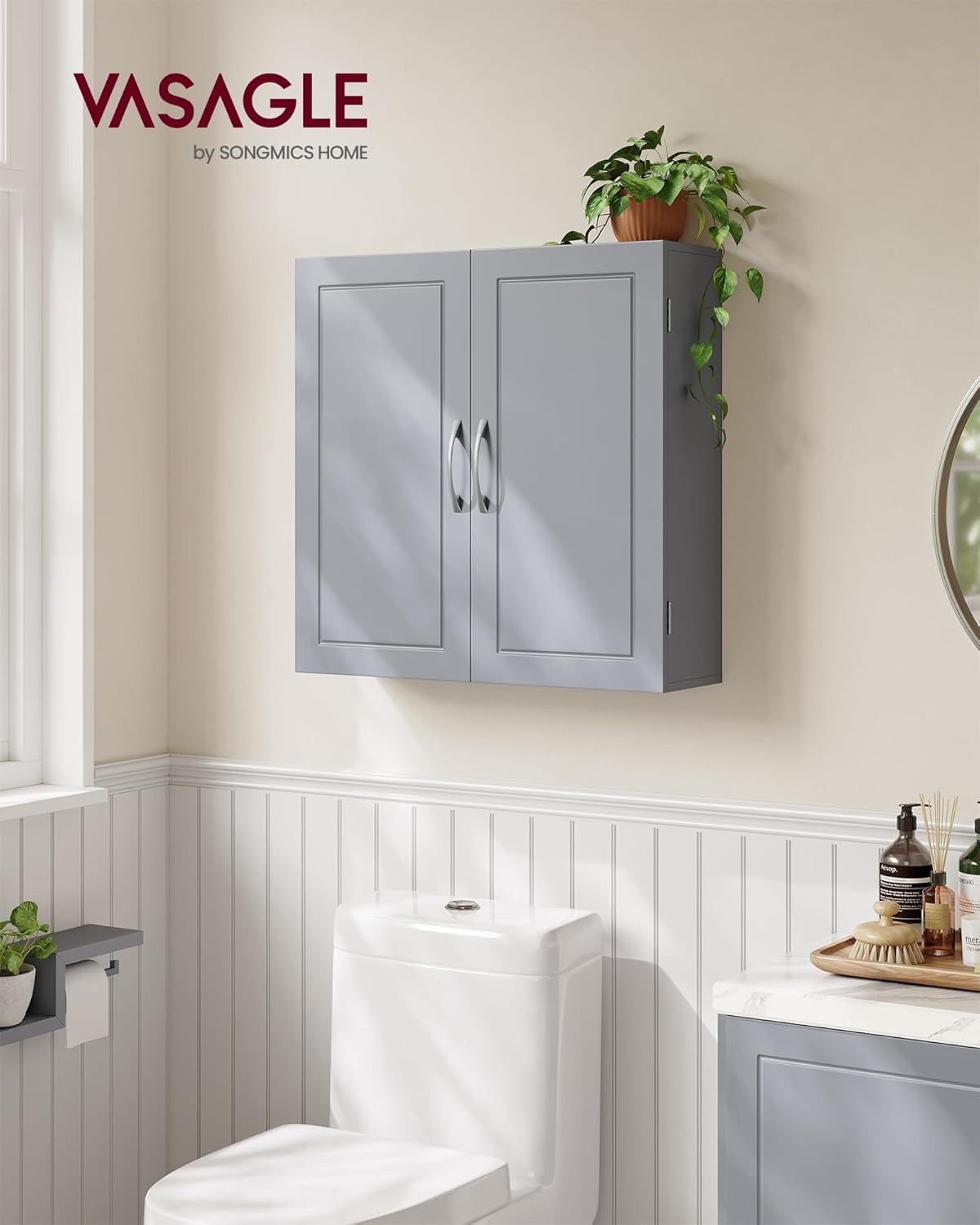 Bathroom Wall Cabinet with Adjustable Shelves 18x60x60cm Dove Grey
