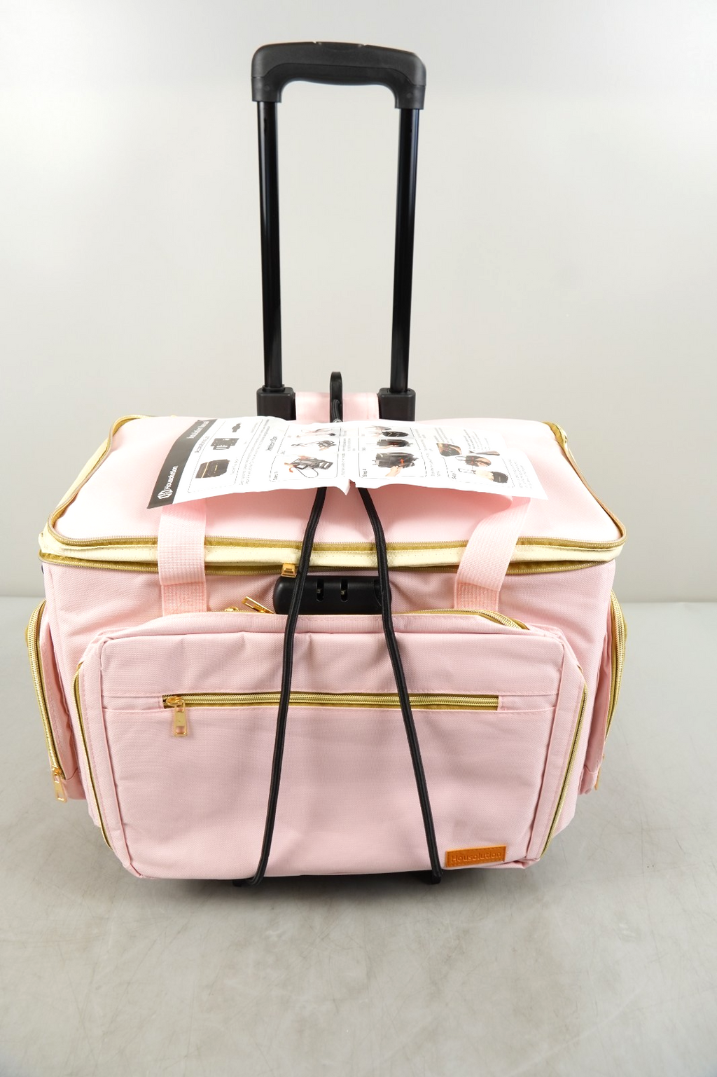 Teacher Bag On Wheels Fits 17" Laptop Detachable Trolley Anti Theft Lock Pink