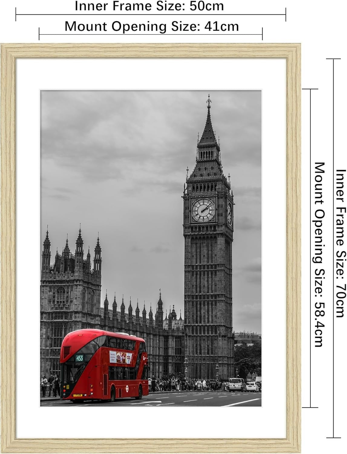 Photo Picture Frame A2 50x70cm 4pack Oak Photos Posters Adverts Plexiglass