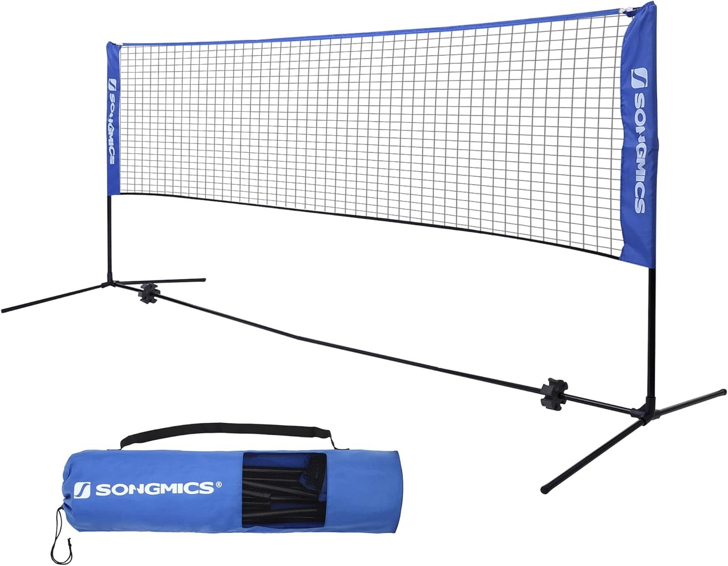 Badminton Net 5m Volleyball Net Height Adjustable Portable Tennis Net Blue