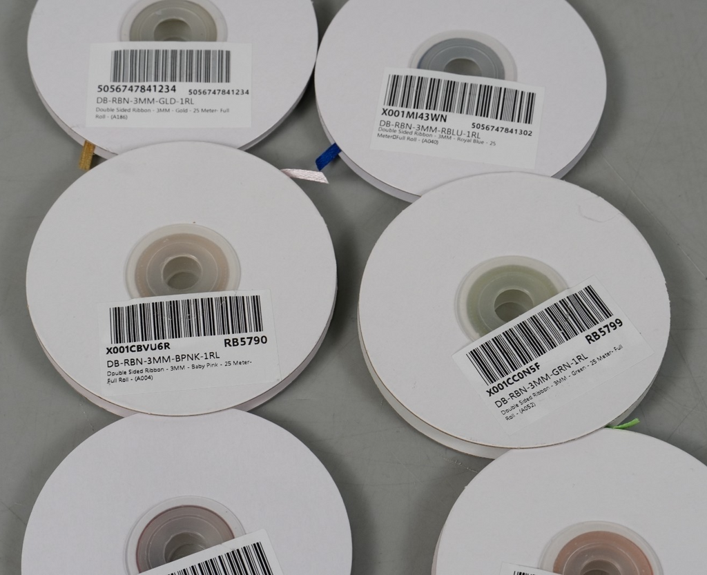 10x Double Sided Satin Ribbons Bundle 25 Metres 3mm Ribbon Pack 10 Colours