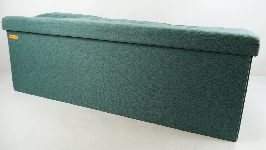 Storage Ottoman Bench 110cm Foot Rest Stool Linen Green
