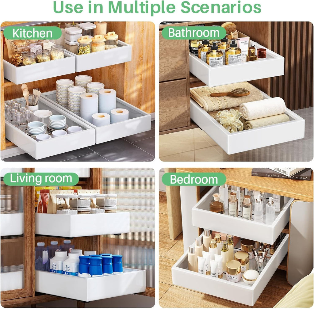 Pull Out Cabinet Organiser Slide Out Drawer Storage for Kitchen White