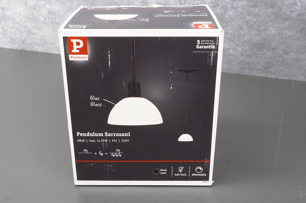 Paulmann URail Sarrasani Pendant Light E14 Black Matt Opal Glass
