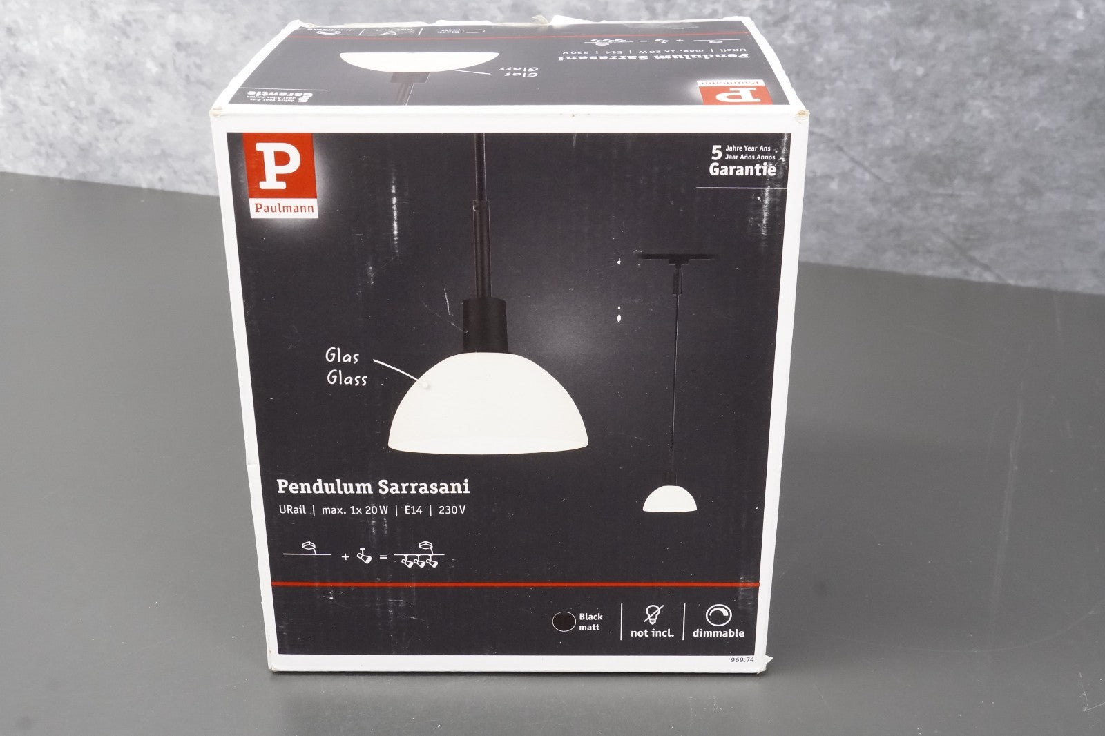 Paulmann URail Sarrasani Pendant Light E14 Black Matt Opal Glass