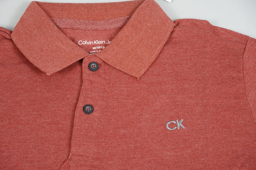 Calvin Klein Kids Polo T-Shirt Burgundy Red Size M (10–12 Years) Short Sleeve