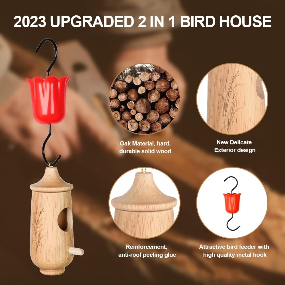Hanging Hummingbird House Feeders f Outdoors Wooden Garden Ornament Bird Nesting