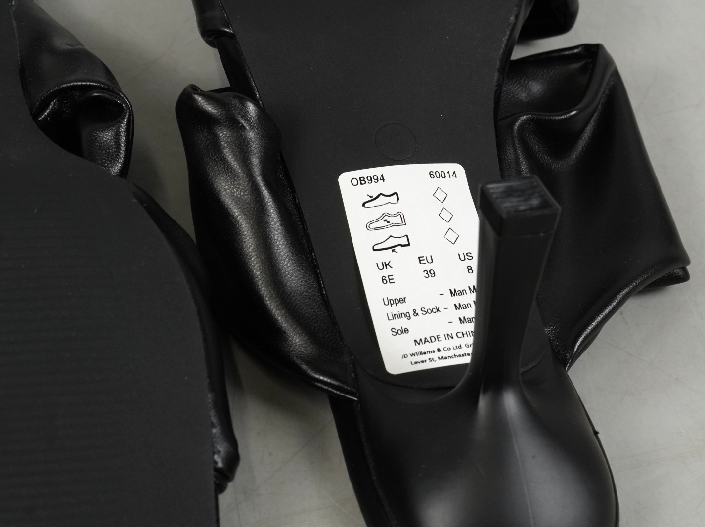 UK 6 Black Two Bar Mule Heels Wide Fit (E) JD Williams Slip-On Heels EU 39