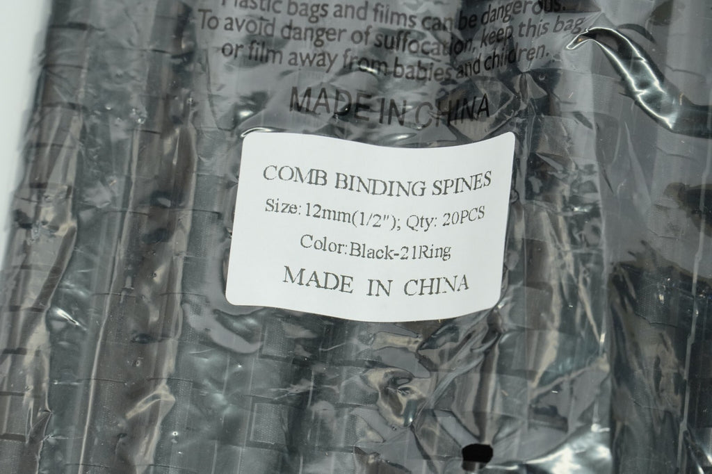 Black Plastic Binding Combs A4 21 Ring 90-145 Sheet, 12 14 16 18 mm, 80 pcs