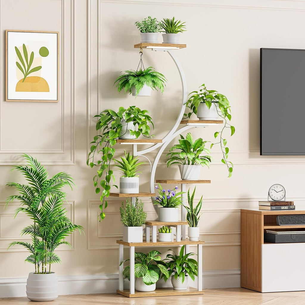 Plant Stand 8-Tier With LED Lights 62-Inch Indoor Shelf for Multiple Plants