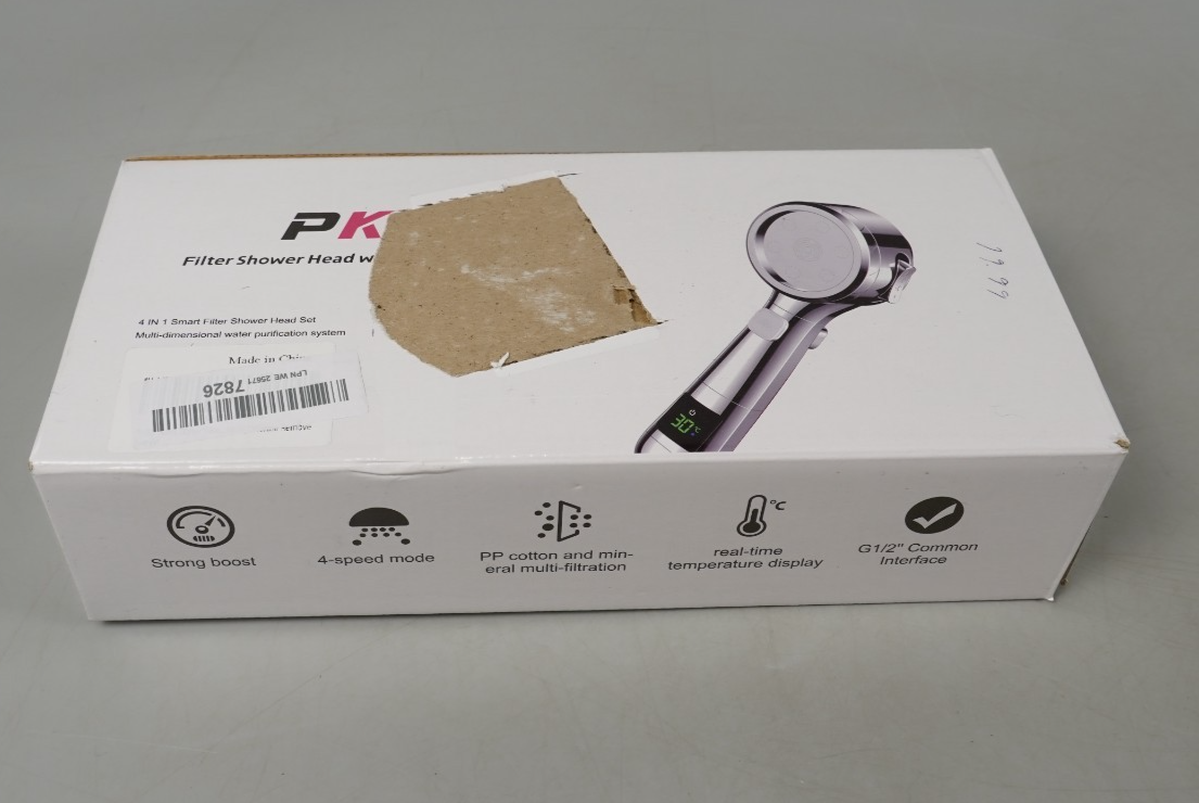 Shower Head Hard Water Filter with 4 Modes Water Temperature Display 1.5M Hose