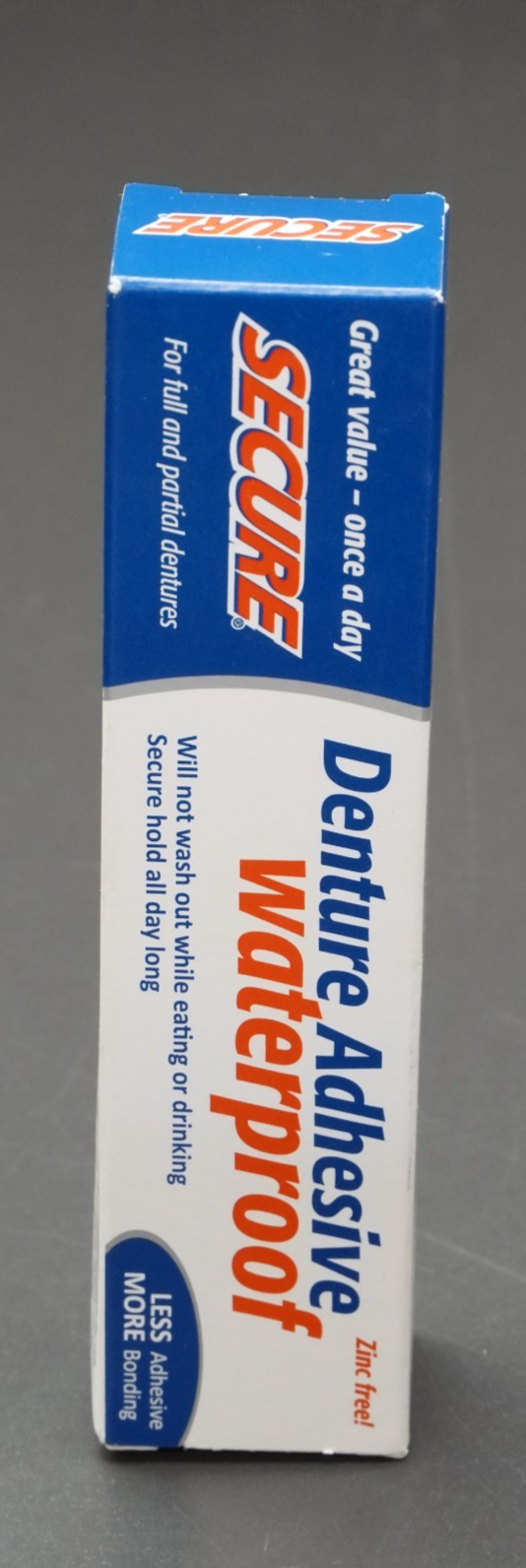 Secure Waterproof Denture Adhesive Zinc Free 1.4oz 40g Exp 12/2028