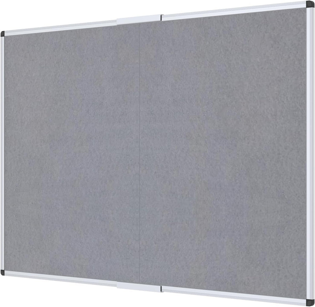 Large Fabric Bulletin Board Foldable Notice Board Felt Grey 180 X 120cm Silver Aluminium Frame