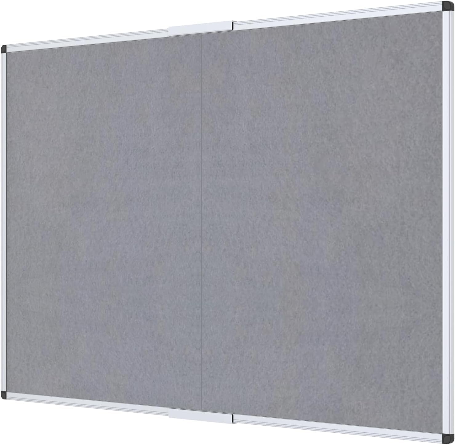 Large Fabric Bulletin Board Foldable Notice Board Felt Grey 180 X 120cm Silver Aluminium Frame