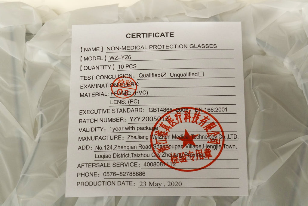 Lot 59 - 114boxes of 10 Safety Goggles per box. Expired certificate