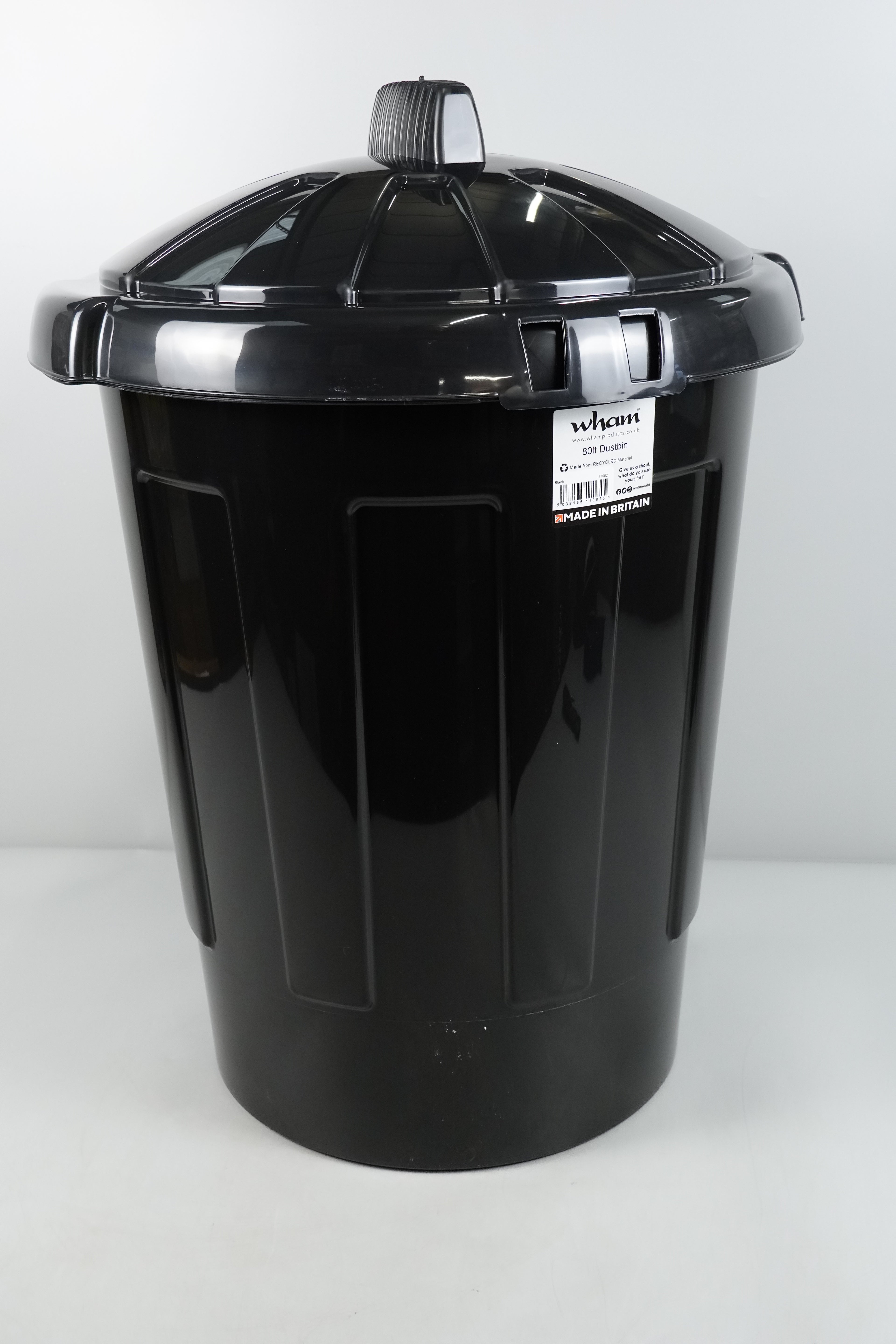 Wham 80 Litre Black Dustbin with Secure Lid – Made in Britain