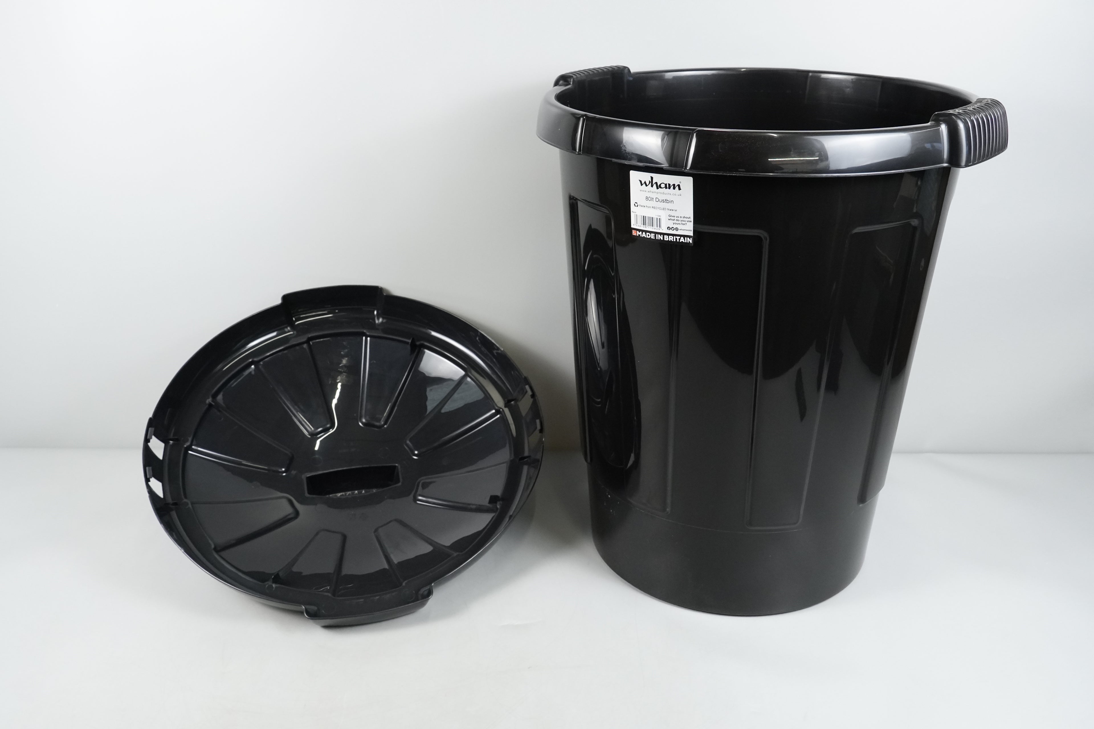 Wham 80 Litre Black Dustbin with Secure Lid – Made in Britain