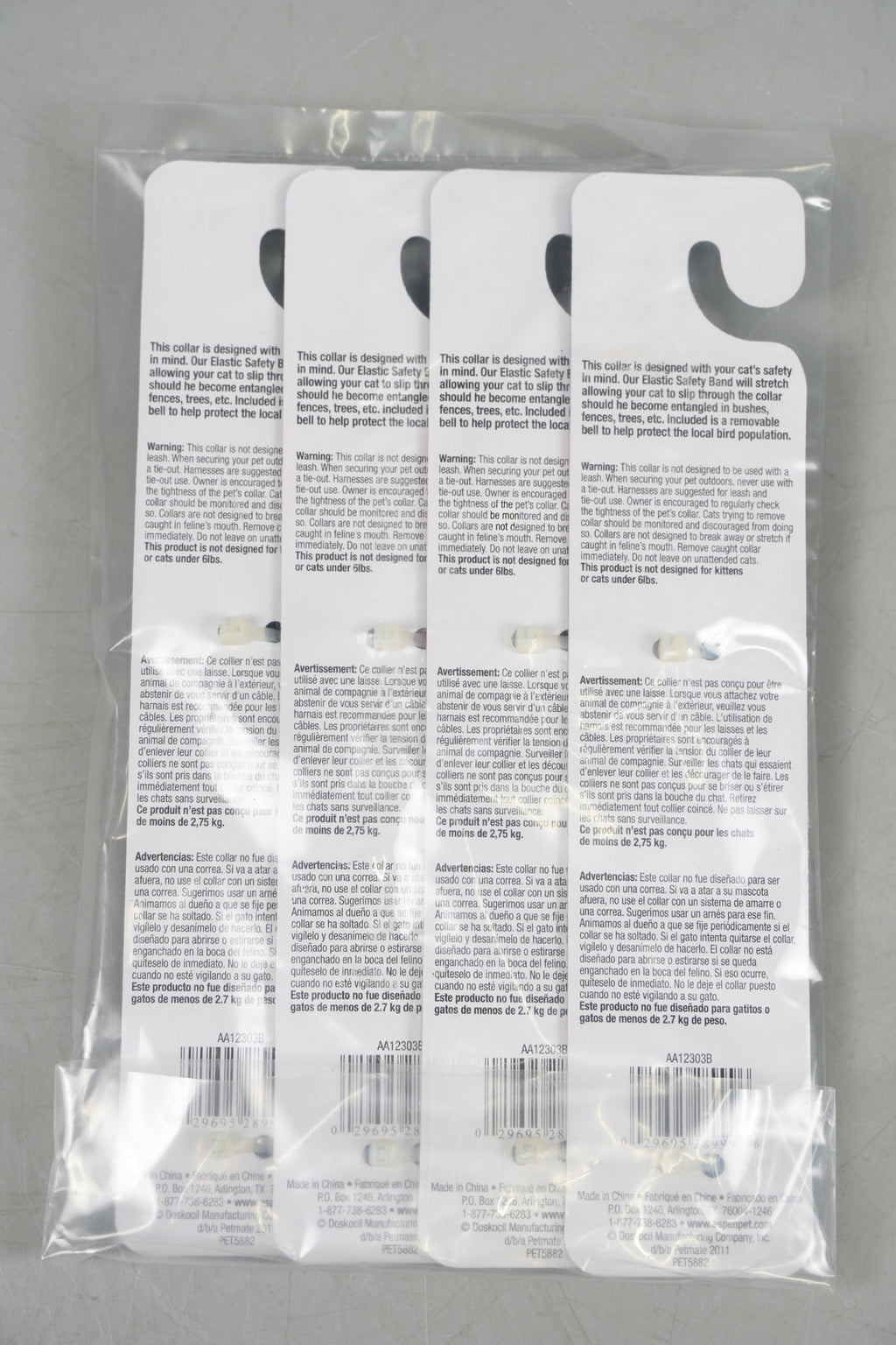 Aspen Pet Adjustable Elastic Cat Collars with Bell – Pack of 4 (Assorted Colours)