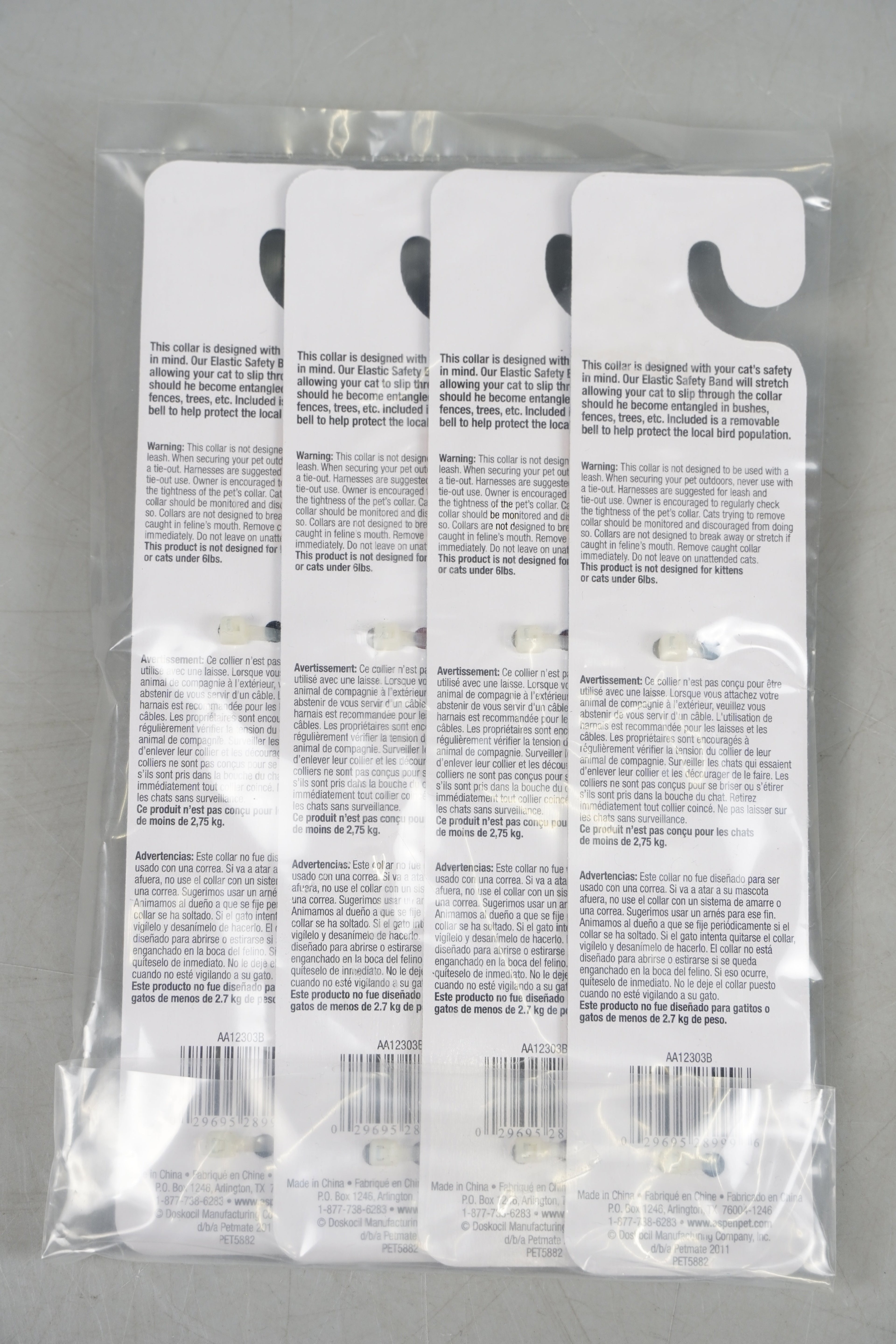 Aspen Pet Adjustable Elastic Cat Collars with Bell – Pack of 4 (Assorted Colours)