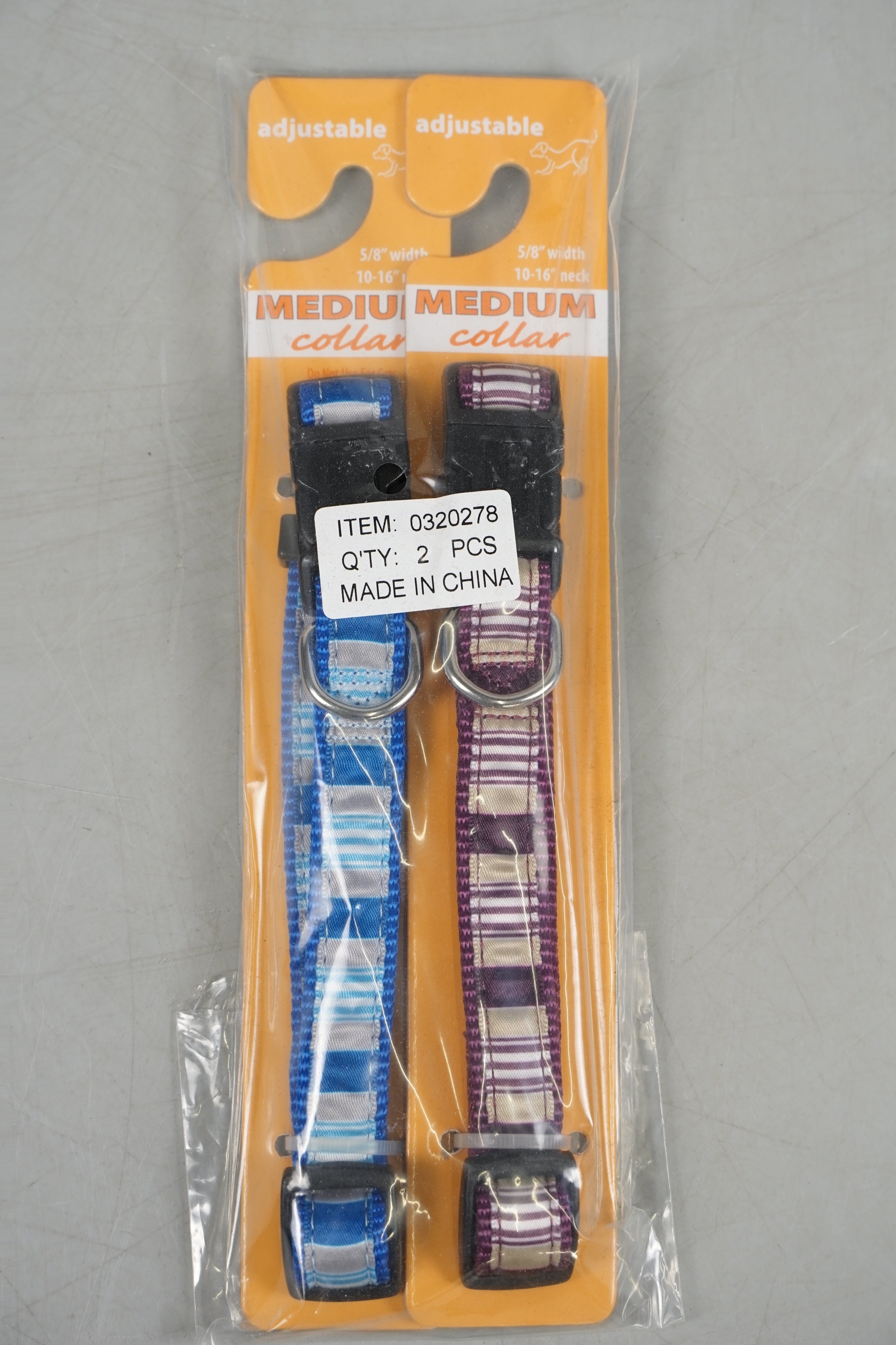 Adjustable Medium Dog Collars – Pack of 2 (Assorted Colours)