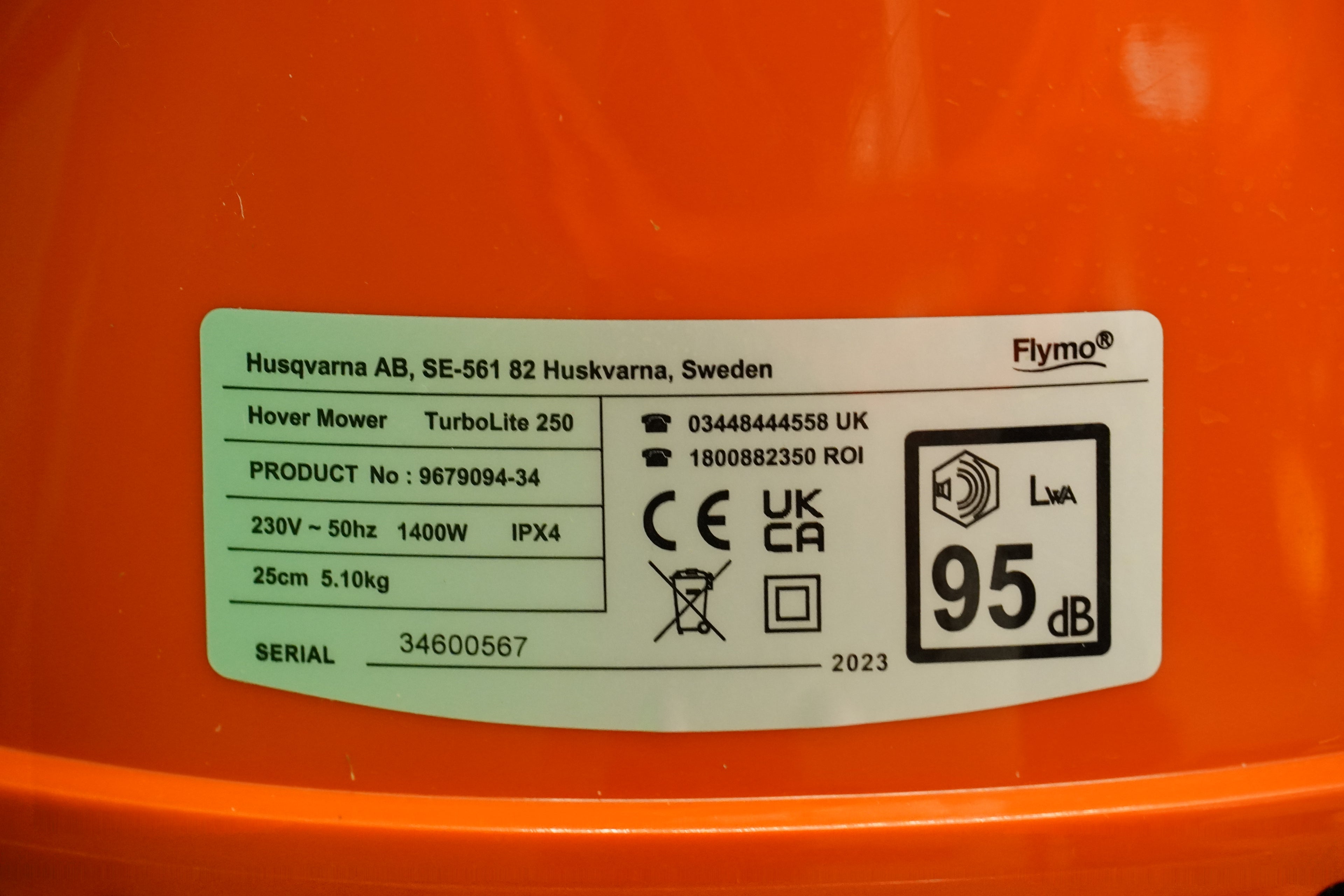 Flymo Hover Lawnmower Turbo Lite 250, 1400 W, 25 cm Cutting Width, Corded Lightweight Mower - COLLECTION ONLY