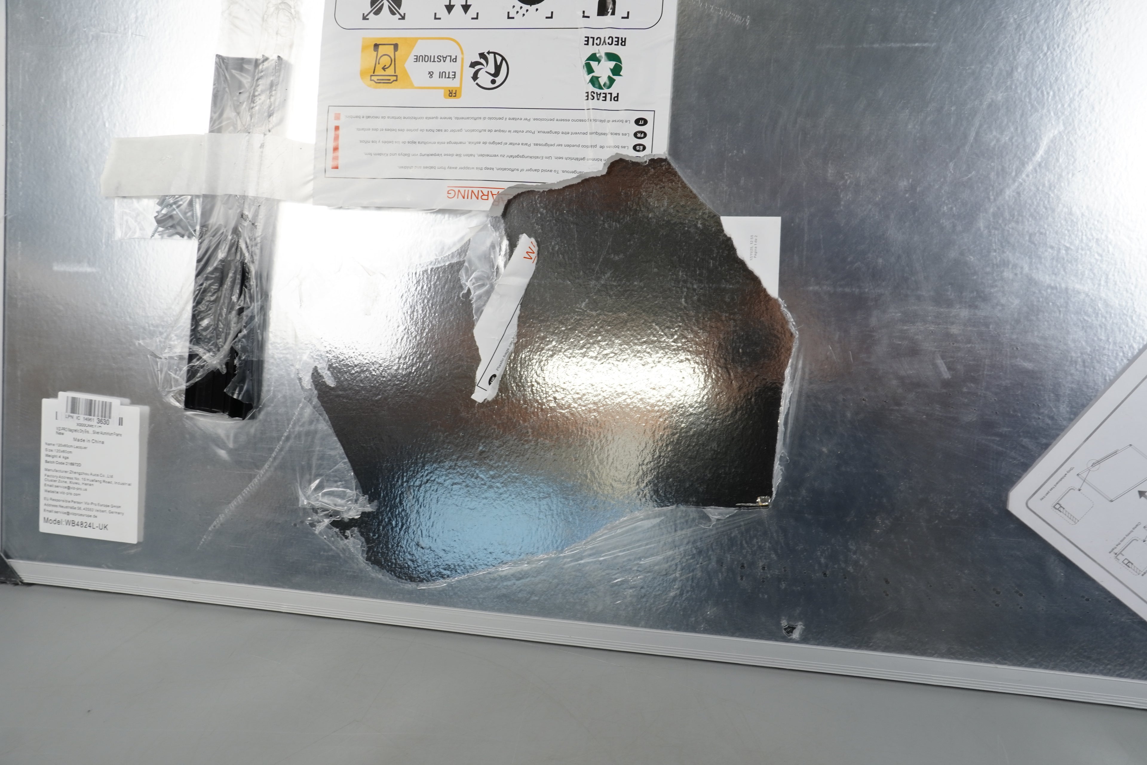 Magnetic Whiteboard 120 x 60 cm Dry Erase White Board with Pen Tray Silver Aluminium Frame Dry Wipe Writing Board for Office, Home & School