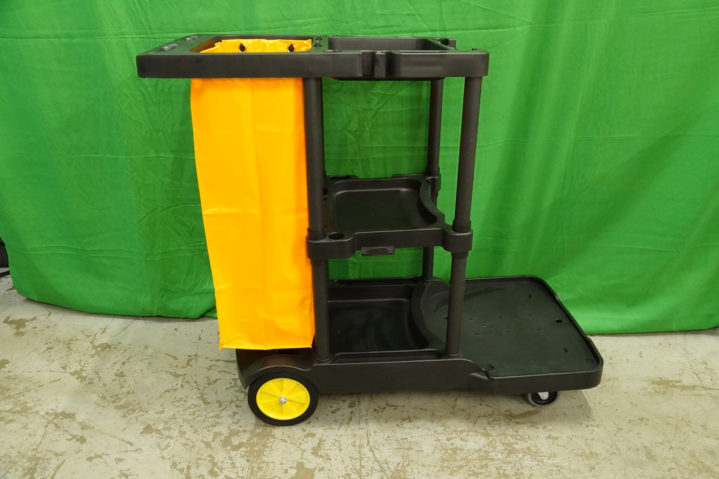 Commercial Cleaning Trolley on Wheels Cart Cleaning Heavy Duty Janitor Cart 3-Tier