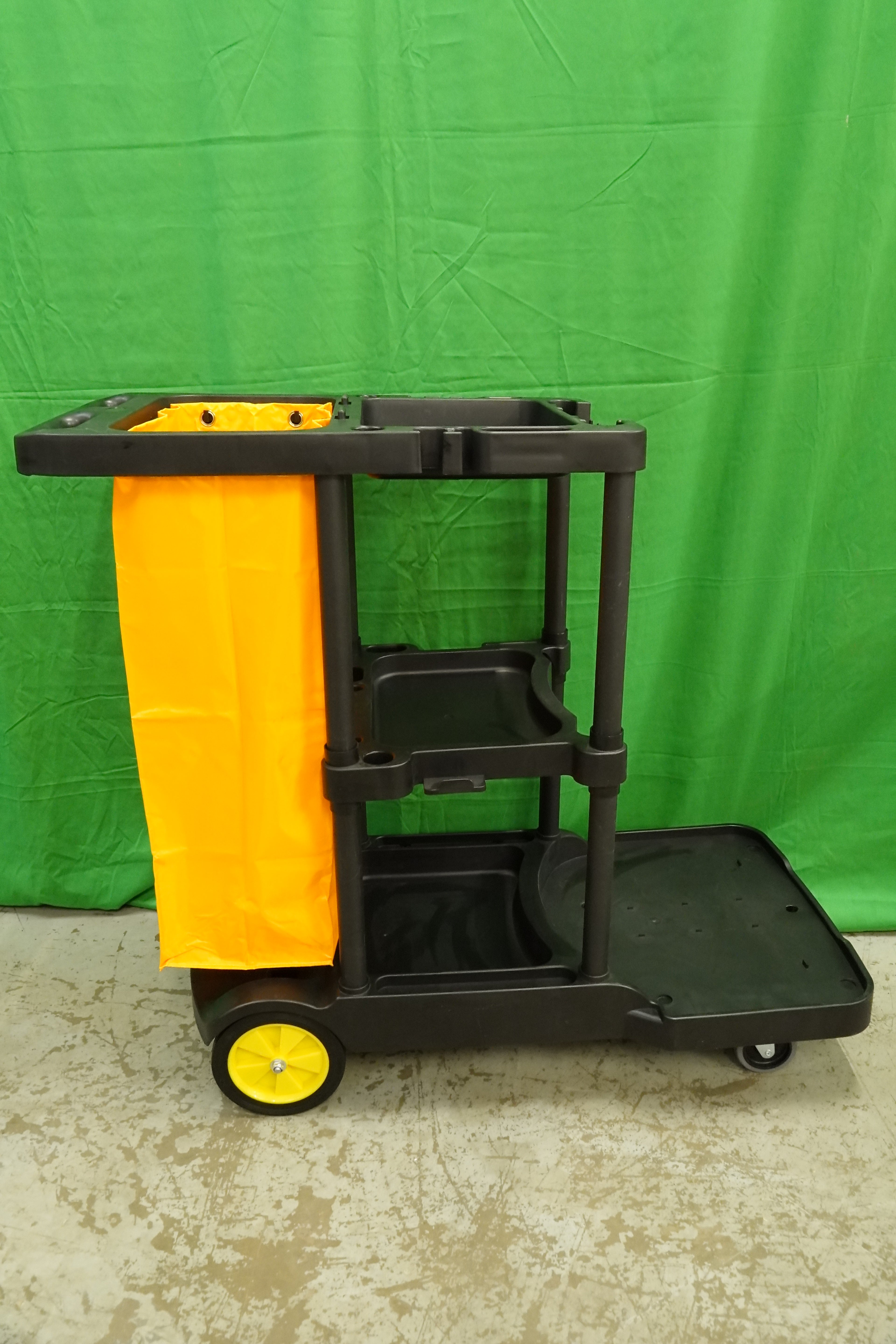 Commercial Cleaning Trolley on Wheels Cart Cleaning Heavy Duty Janitor Cart 3-Tier