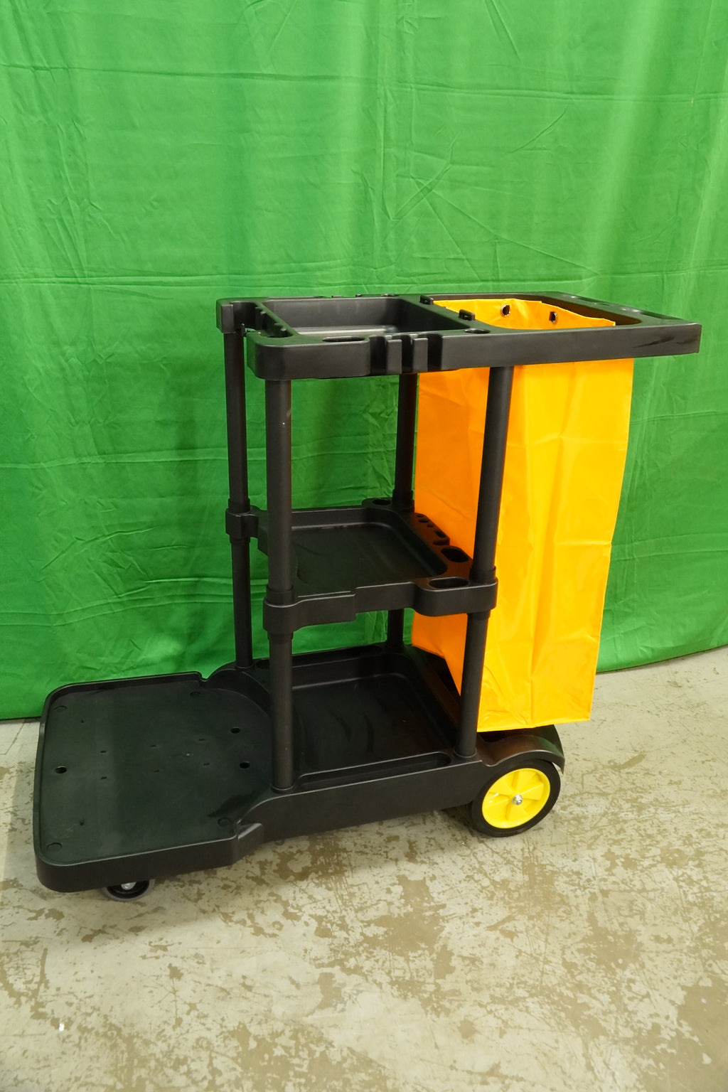 Commercial Cleaning Trolley on Wheels Cart Cleaning Heavy Duty Janitor Cart 3-Tier